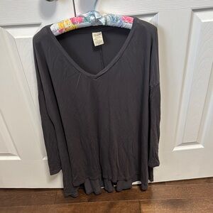 Gray V-Neck Women's Top